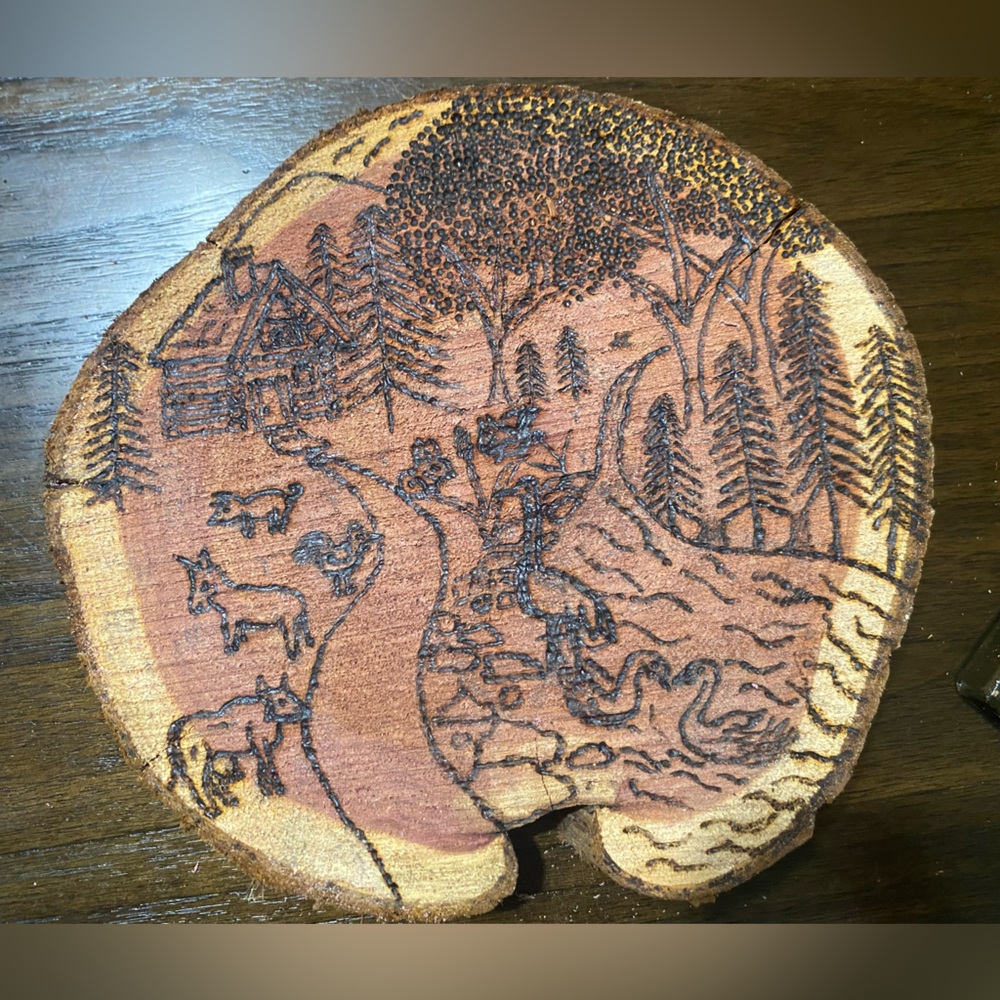 Wood art cedar wood landscape